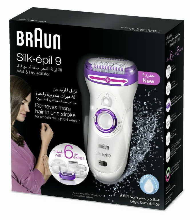 Silk Epilator 9 - Wet & Dry, Shaver Legs, Body & Face