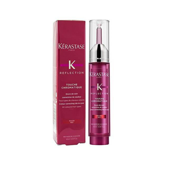 Kerastase Reflection Touche Chromatique (Rouge Red) 10ml, Enhances red shades. Ensures color evenness. Avoids color drifting. Provides radiant shine. Plumped hair touch. Smooth & Supple texture.